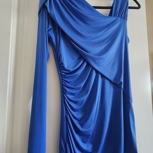 Venus blue one sleeve dress